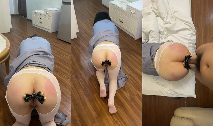 Nhét đồ chơi vào đít bắt em làm chó con bò khắp nhà chịch lút cán anh còn nghịch đít em | anal #3cd44c